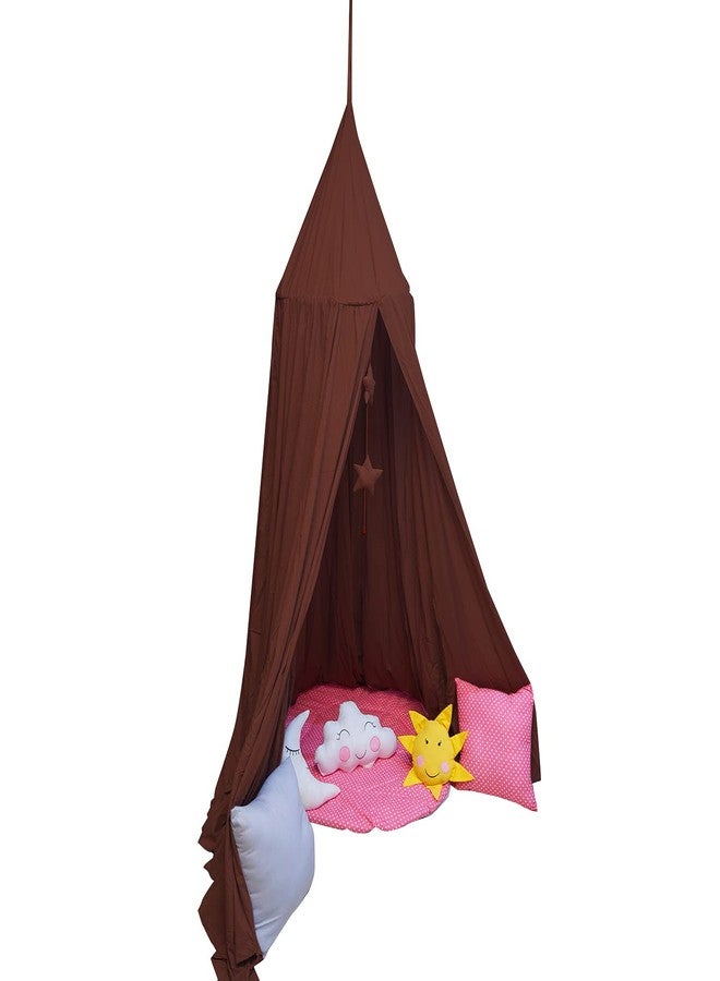 Next Day Art Teepee Play Tent for Kids Portable Foldable Flag House for Children Play Tents with Mat for Girl and Boy with Carry Case Canvas Playhouse Indoor and Outdoor with Baby Pillow Queen - Brown - Image 4